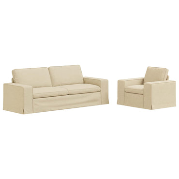 vidaXL Sofa 2 pcs Creme 182 x 80 x 82 cm Stoff