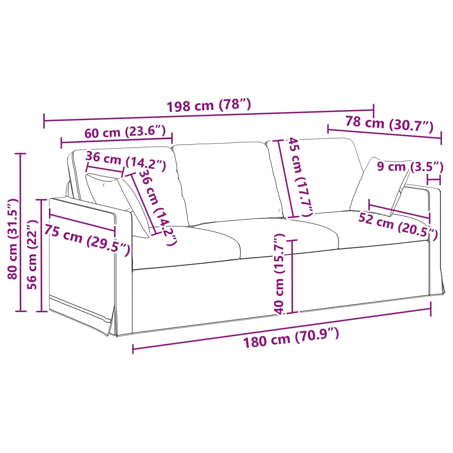 vidaXL Sofa 2 pcs Dunkelgrün 198 x 78 x 80 cm Samt