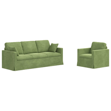 vidaXL Sofa 2 pcs Hellgrün 198 x 78 x 80 cm Samt