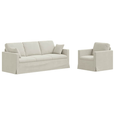 vidaXL Sofa 2 pcs Creme 198 x 78 x 80 cm Samt
