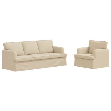 vidaXL Sofa 2 pcs Creme 144 x 80 x 85 cm Stoff