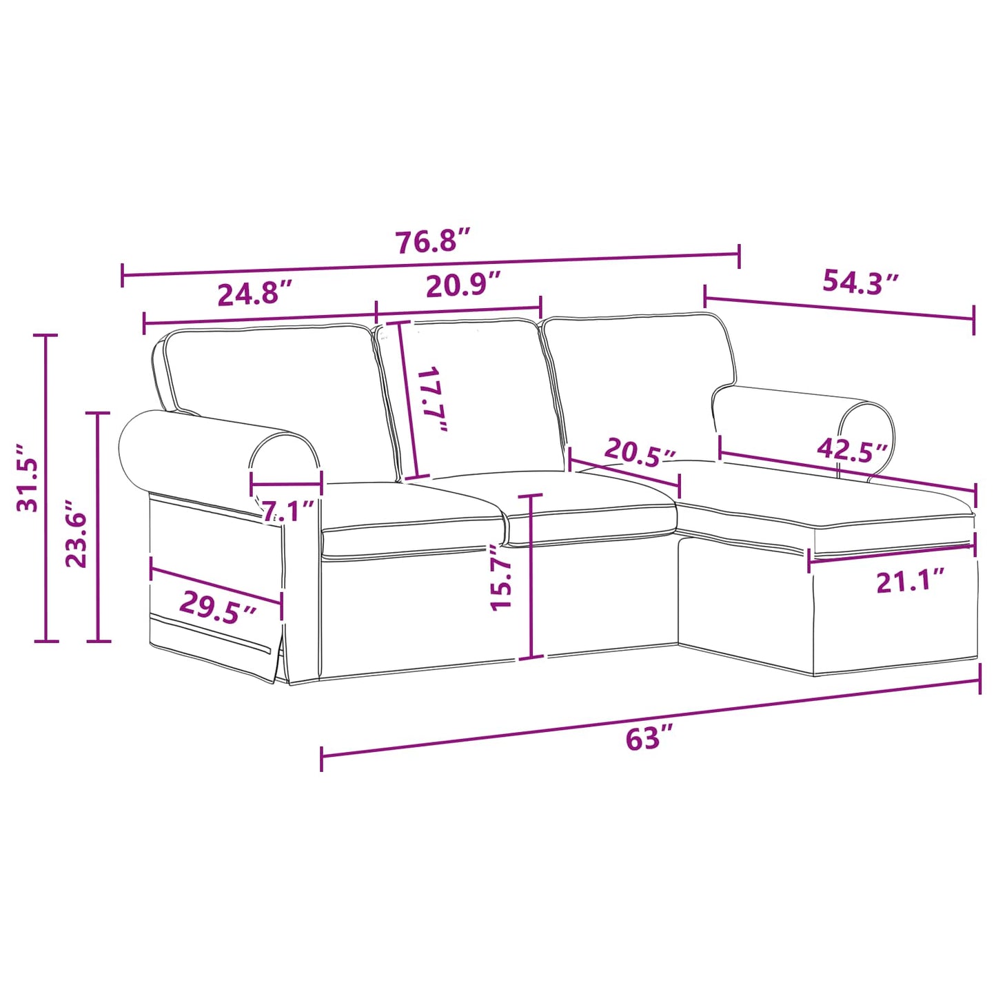 vidaXL Sofa Dunkelgrau 215 x 138 x 80 cm Stoff