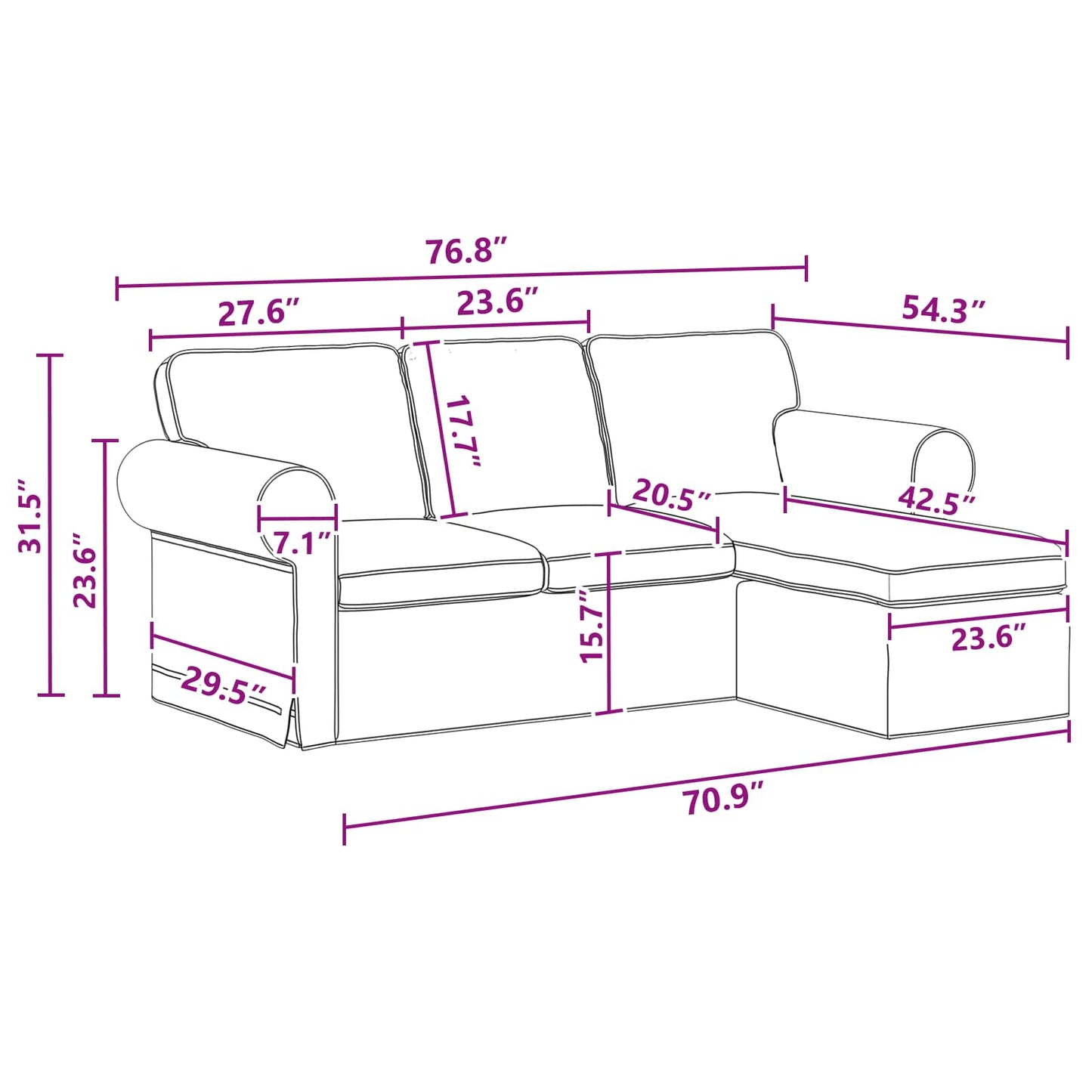 Sofa Dunkelgrau 215 x 138 x 80 cm Stoff
