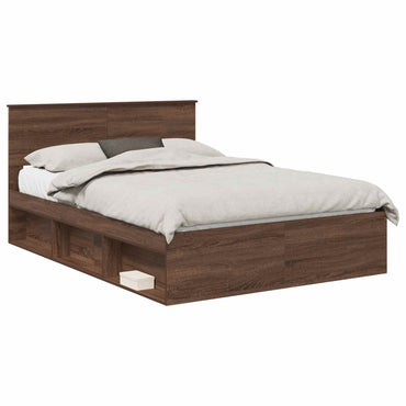 vidaXL Bettrahmen Braun Eichen-Optik 140 x 200 cm Holzwerkstoff