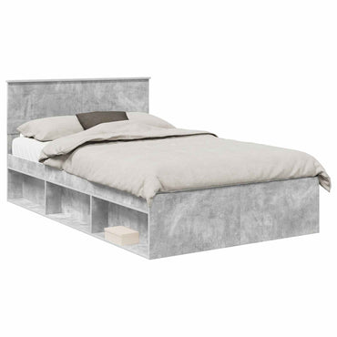 vidaXL Bettrahmen mit Kopfteil Beton Grau 135 x 190 cm Holzwerkstoff