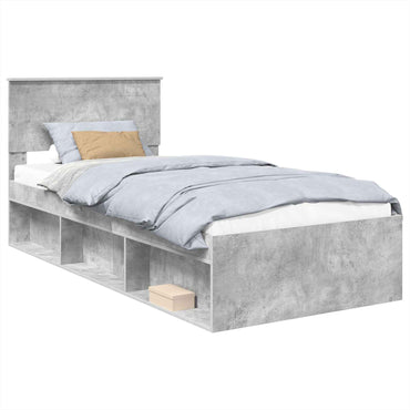 vidaXL Bettrahmen mit Kopfteil Beton Grau 75 x 190 cm Holzwerkstoff