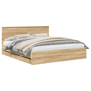 vidaXL Bettrahmen Sonoma-Eiche 200 x 200 cm Ingenieurs Holz