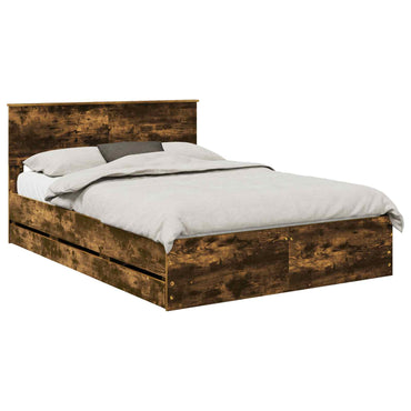vidaXL Bettrahmen Geräucherte Eiche 140 x 190 cm Ingenieurs Holz