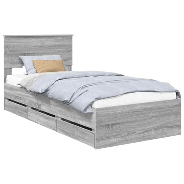 vidaXL Cadre de lit Gris Sonoma 100 x 200 cm Bois d'ingénierie
