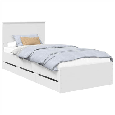 vidaXL Cadre de lit avec tiroirs Blanc 90 x 190 cm Bois d'ingénierie