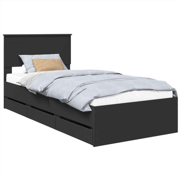 vidaXL Bettrahmen mit Schubladen Schwarz 75 x 190 cm Ingenieurs Holz