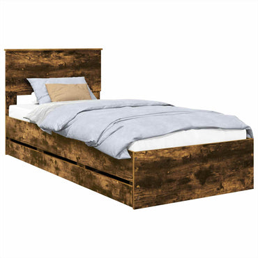 vidaXL Cadre de lit Chêne fumé 75 x 190 cm Bois d'ingénierie