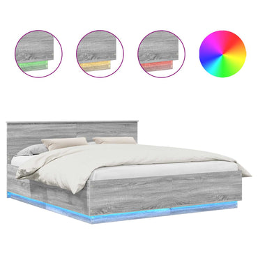vidaXL Cadre de lit gris Sonoma 200 x 200 cm Aggloméré