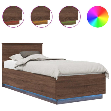 vidaXL Bettrahmen Braun Eichen-Optik 90 x 190 cm Holzwerkstoff