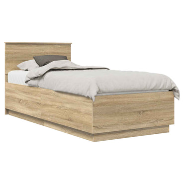 vidaXL Bettrahmen mit Kopfteil Sonoma-Eiche 90 x 190 cm Holzwerkstoff