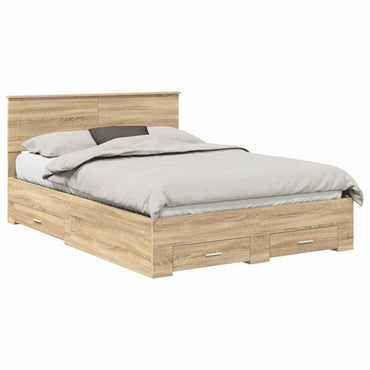 vidaXL Bettrahmen mit Kopfteil Sonoma-Eiche 140 x 190 cm Holzwerkstoff