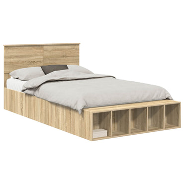 vidaXL Cadre de lit avec étagère Chêne Sonoma 120 x 200 cm Bois d'ingénierie