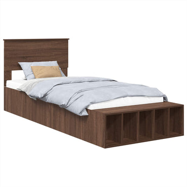 vidaXL Bettrahmen Braun Eichen-Optik 90 x 200 cm Holzwerkstoff
