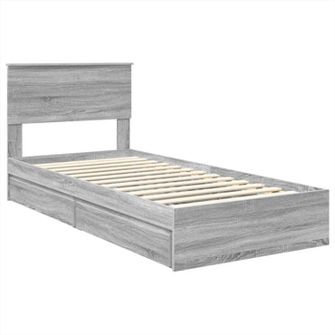 vidaXL Lit de rangement gris sonoma 90 x 200 cm Aggloméré