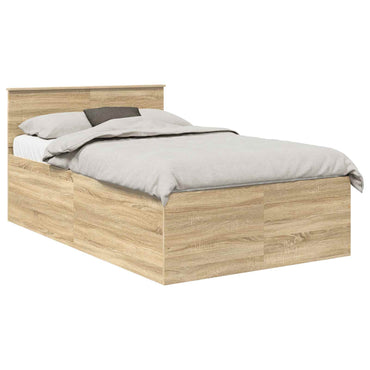 vidaXL Bettrahmen mit Kopfteil Sonoma-Eiche 135 x 190 cm Holzwerkstoff