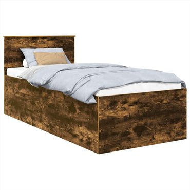vidaXL Cadre de lit Chêne fumé 90 x 200 cm Bois d'ingénierie