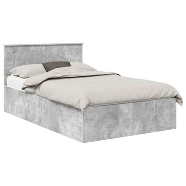 vidaXL Bettrahmen mit Kopfteil Beton Grau 135 x 190 cm Holzwerkstoff