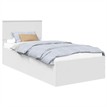 vidaXL Bettrahmen mit Kopfteil Weiß 90 x 200 cm Holzwerkstoff