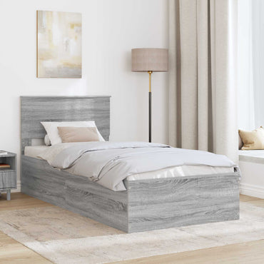 vidaXL Bettrahmen mit Kopfteil Graues Sonoma 75 x 190 cm Holzwerkstoff
