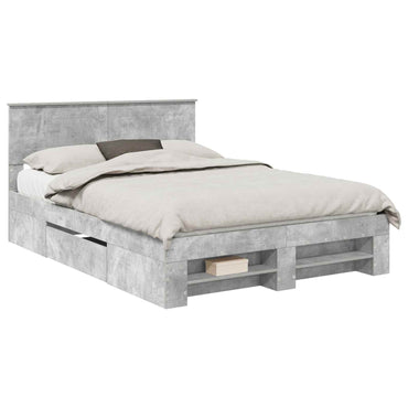 vidaXL Cadre de lit avec tête de lit gris béton 150 x 200 cm bois d'ingénierie