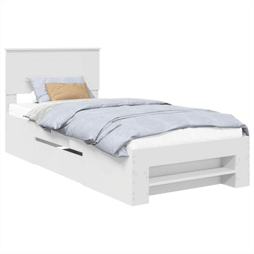 vidaXL Cadre de lit avec tête de lit Blanc 90 x 200 cm Bois d'ingénierie