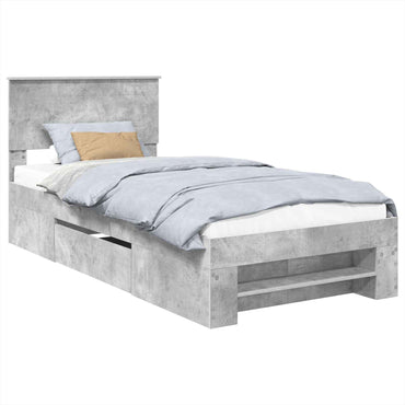 vidaXL Cadre de lit avec tête de lit Gris Ciment 80 x 200 cm Bois d'ingénierie