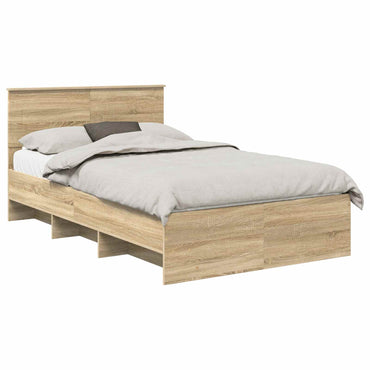vidaXL Bettrahmen mit Kopfteil Sonoma-Eiche 137 x 203 cm Holzwerkstoff