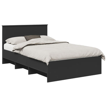 vidaXL Bettrahmen mit Kopfteil Schwarz 120 x 123 cm Holzwerkstoff