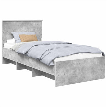 vidaXL Bettrahmen mit Kopfteil Beton Grau 80 x 200 cm Holzwerkstoff