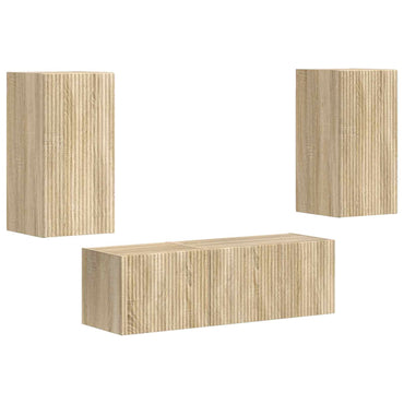 vidaXL Ensemble d'étagères murales pour TV 4 pcs Chêne Sonoma Bois d'ingénierie