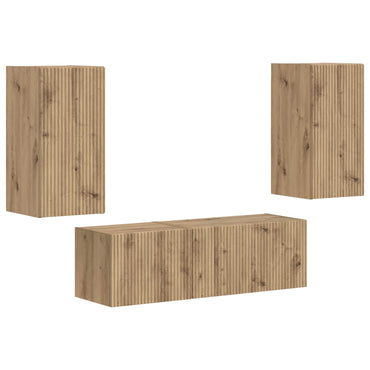vidaXL Ensemble d'étagères murales pour TV 4 pcs Chêne artisan Bois d'ingénierie