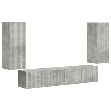 vidaXL Meuble TV mural 4 pcs Gris béton Bois d'ingénierie