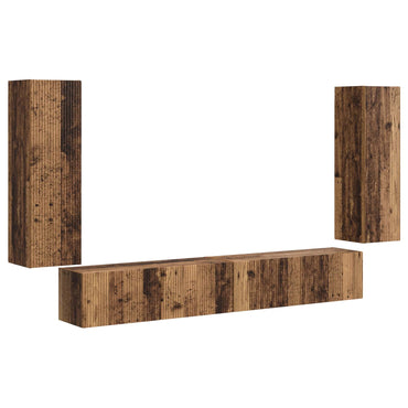 vidaXL Ensemble d'étagères murales pour TV 4 pcs Bois de récupération Bois d'ingénierie