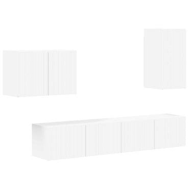 vidaXL Ensemble d'étagères murales pour TV 4 pcs Blanc Bois d'ingénierie