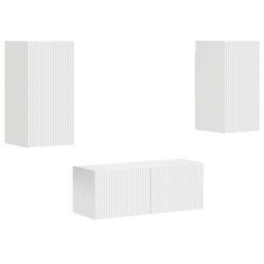 vidaXL Meuble TV mural 2 pcs blanc en bois d'ingénierie