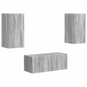 vidaXL Ensemble meuble TV mural 2 pcs Aggloméré Sonoma Gris
