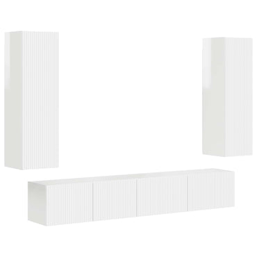 vidaXL TV-Schrankset Wandmontiert 3 pcs Hochglanz Weiß Holzwerkstoff
