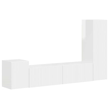 vidaXL TV-Schrankset Wandmontiert 4 pcs Hochglanz Weiß Holzwerkstoff