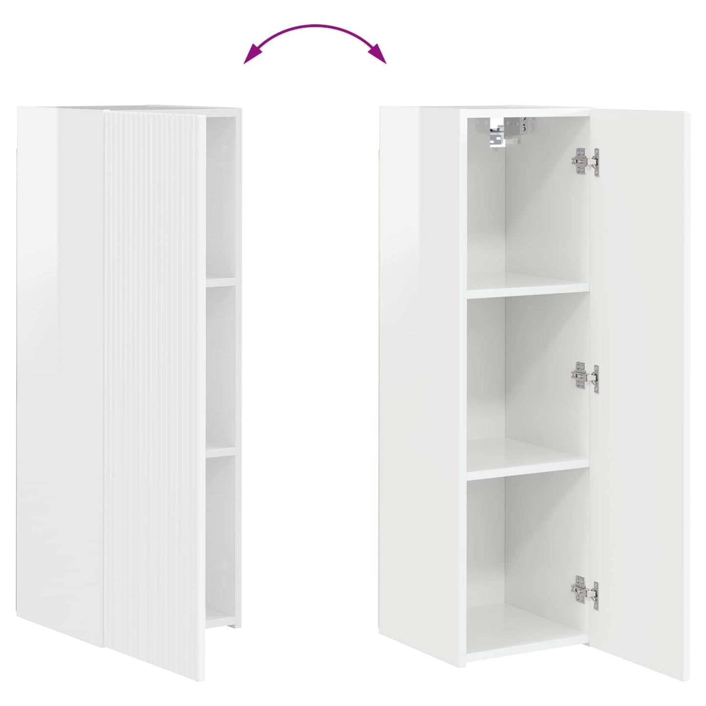 vidaXL TV-Schrankset Wandmontiert 4 pcs Hochglanz Weiß Holzwerkstoff