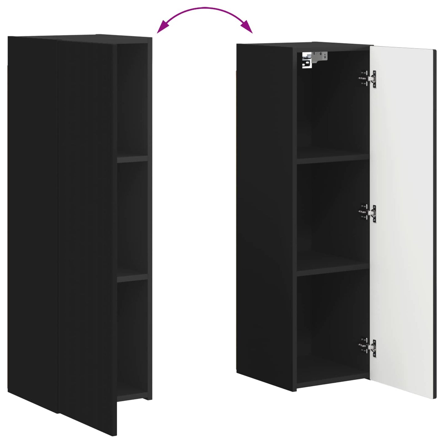 vidaXL TV-Schrankset Wandmontiert 4 pcs Schwarz Holzwerkstoff