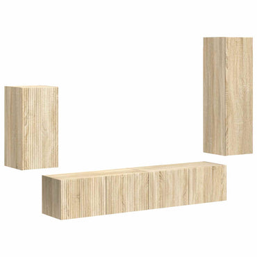 vidaXL TV-Schrankset Wandmontiert 4 pcs Sonoma-Eiche Holzwerkstoff