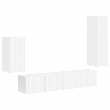 vidaXL Ensemble de meubles TV muraux 4 pcs Blanc brillant Bois d'ingénierie
