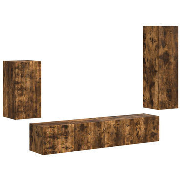 vidaXL Meuble TV 4 pcs Chêne fumé Bois d'ingénierie