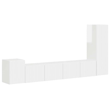 vidaXL TV-Schrankset Wandmontiert 3 pcs Hochglanz Weiß Holzwerkstoff