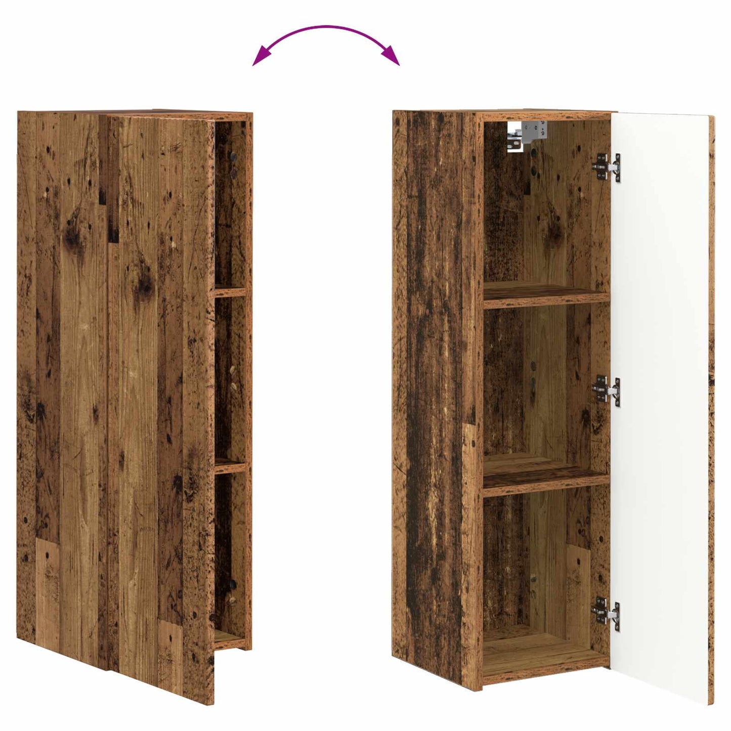 vidaXL TV-Schrankset Wandmontiert 3 pcs Altholz Holzwerkstoff